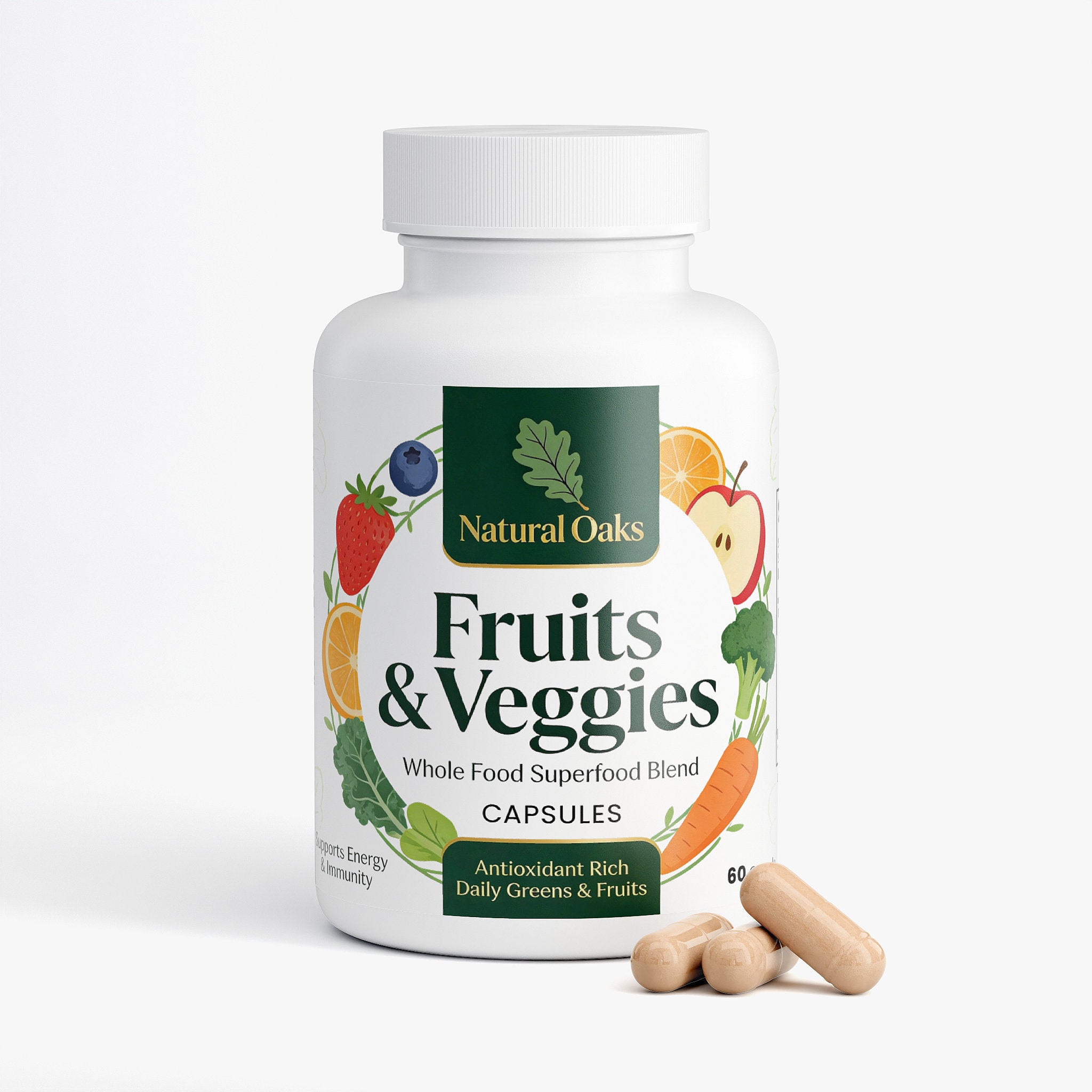 Daily Greens & Superfoods Capsules – Fruits & Veggies Blend