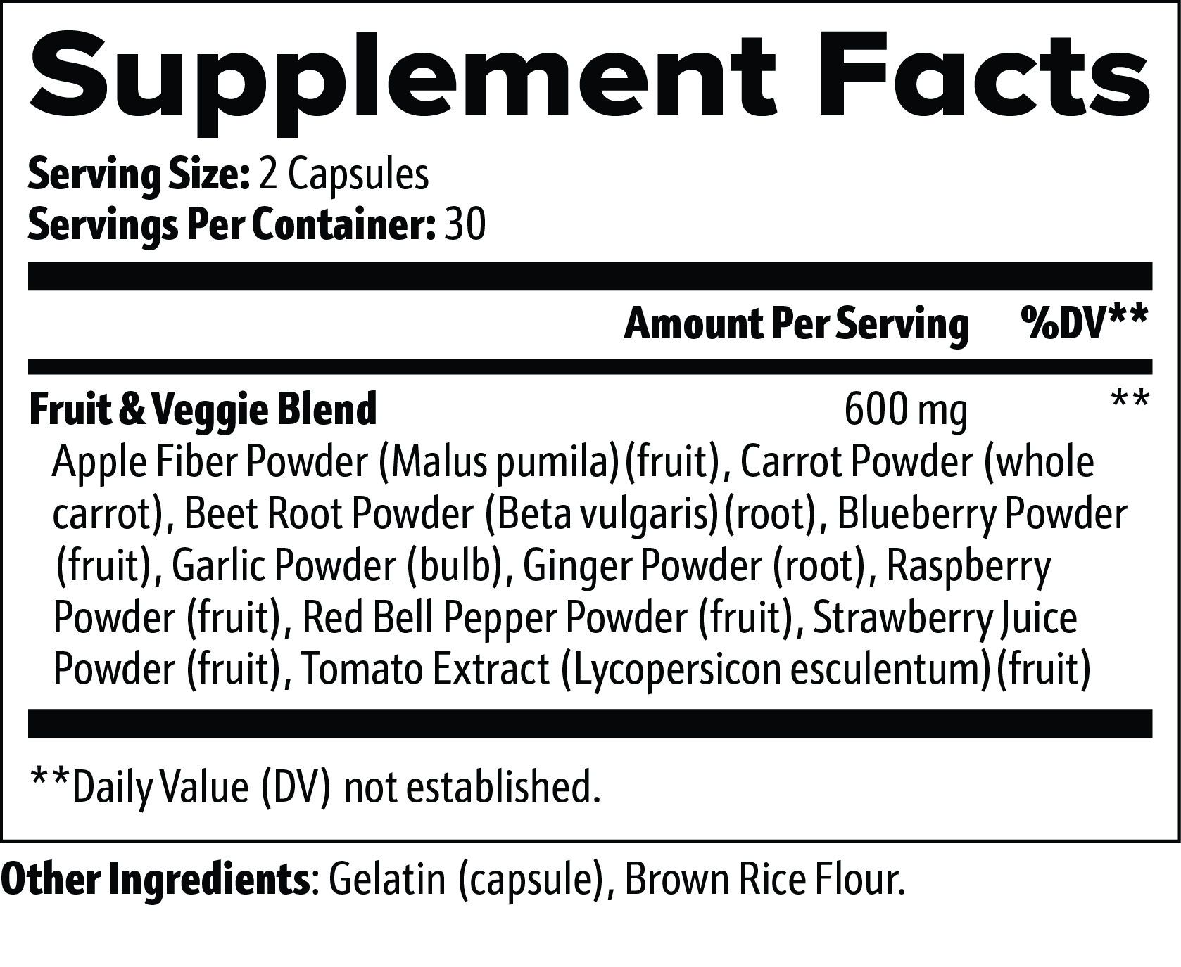 Daily Greens & Superfoods Capsules – Fruits & Veggies Blend